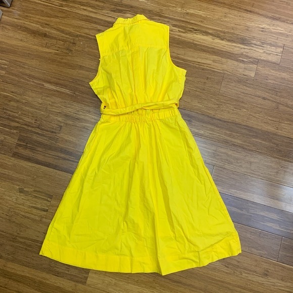 J.Crew Sleeveless‎ Dress Womens 2 Yellow Button Front Belted Fit & Flare Summer - Picture 4 of 6